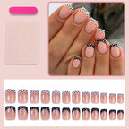 Square retro black and white polka dot press on nails