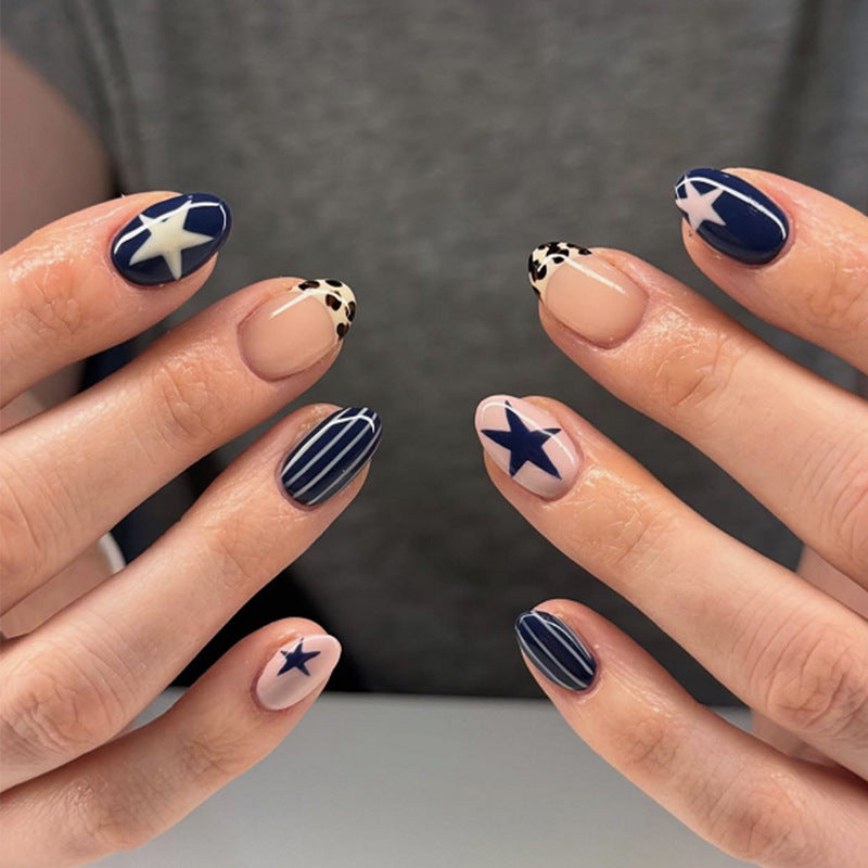 Stars blue stripes press on nails