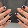 Stars blue stripes press on nails