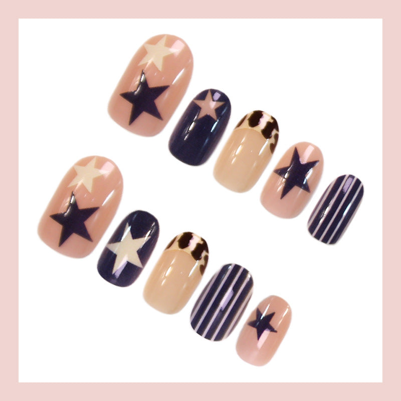 Stars blue stripes press on nails