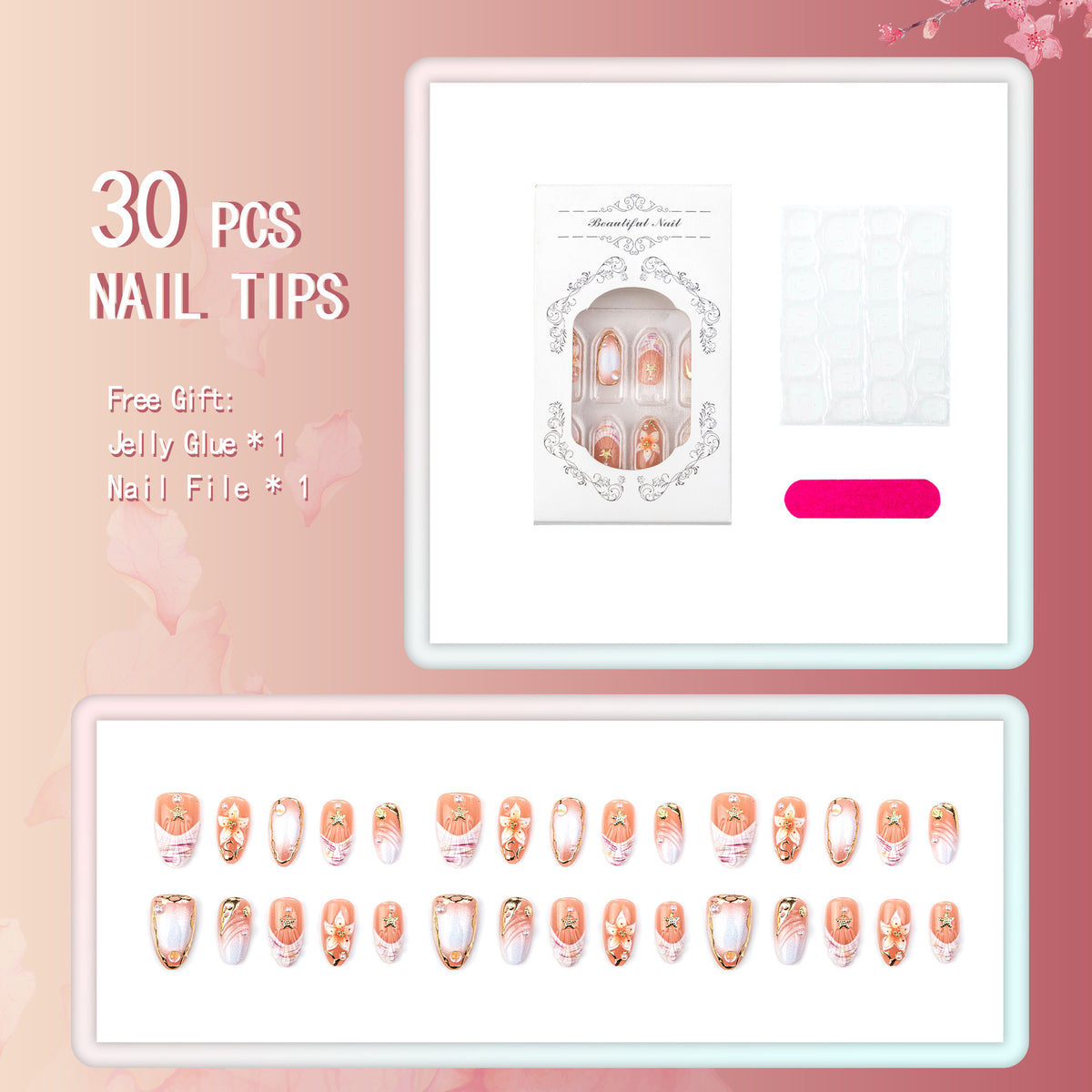 Weihnachts-Lebkuchenmann Süßigkeiten-Sterne zum Aufkleben (Press-on Nails)