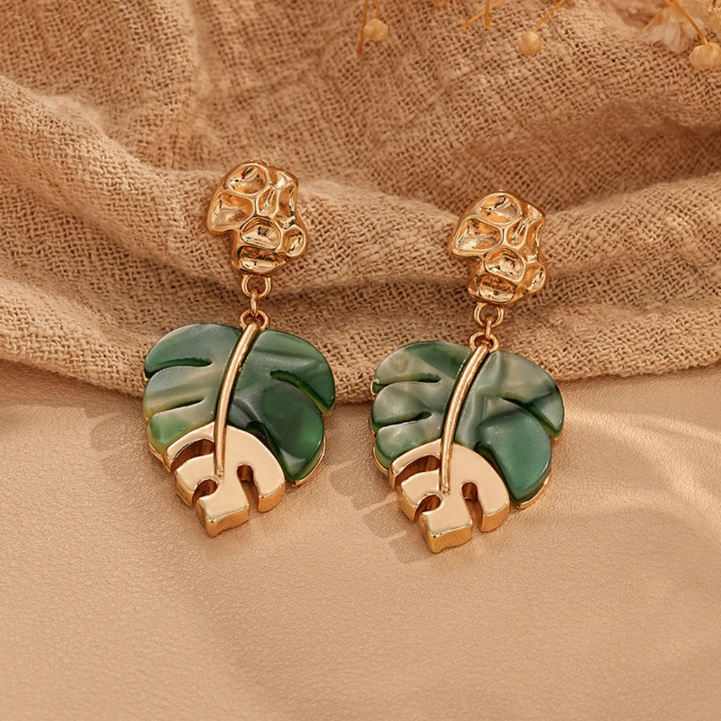 Summer turtle back leaf earrings
