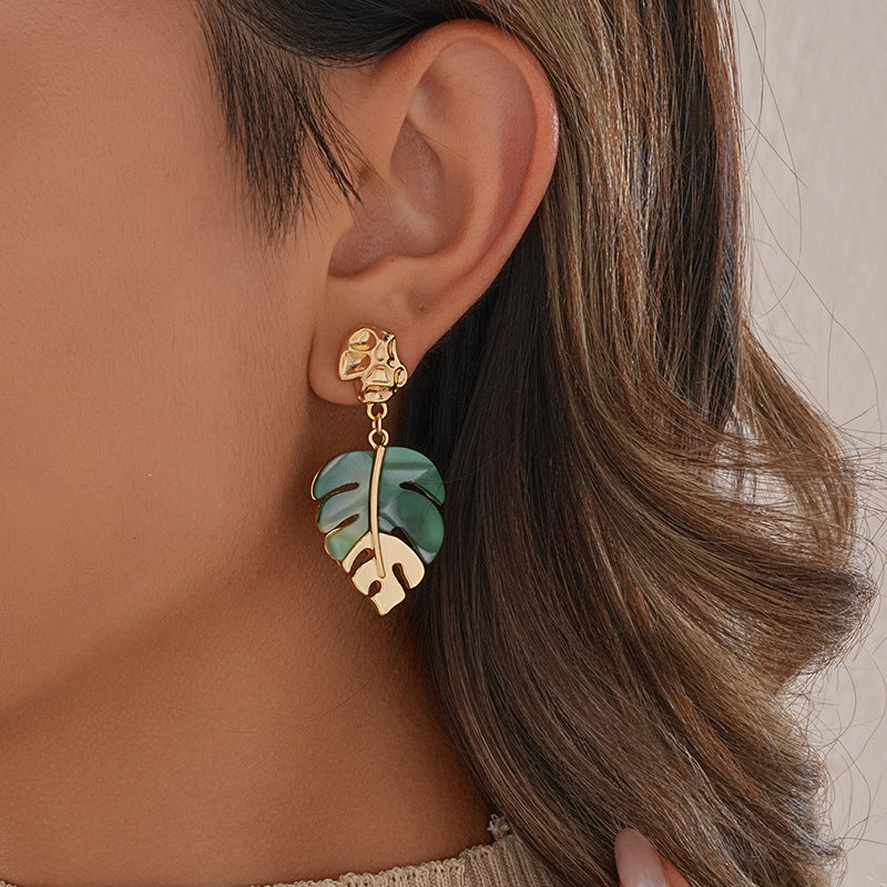 Summer turtle back leaf earrings