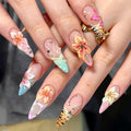 Summer wavy flowers press on nails
