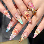 Summer wavy flowers press on nails