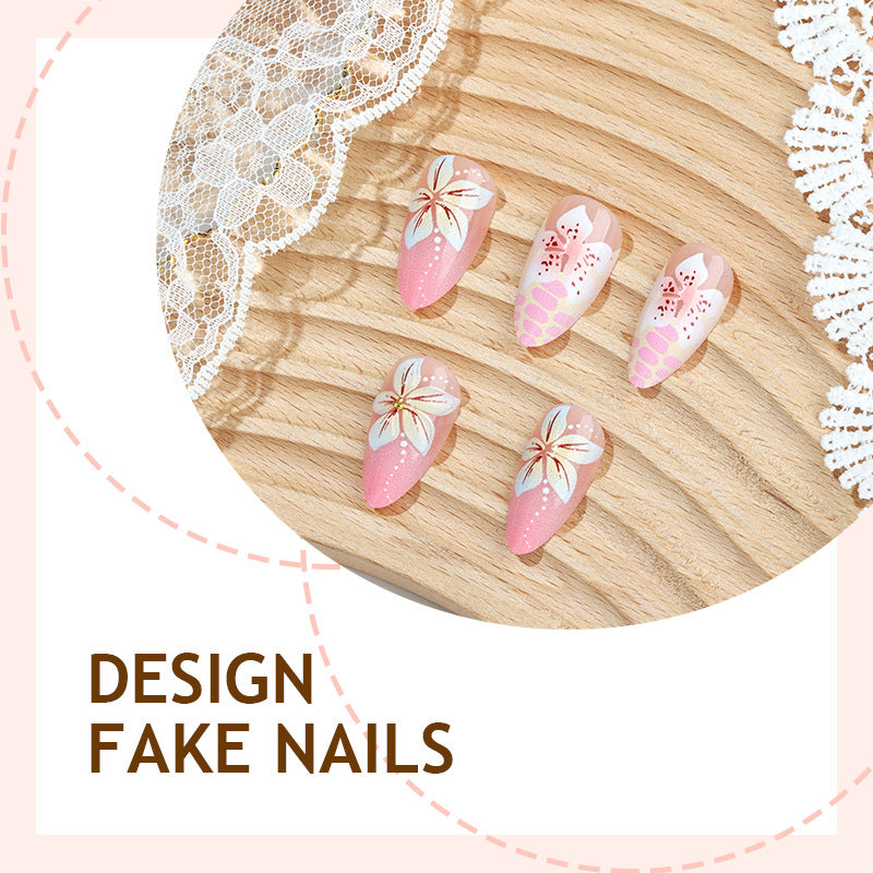 Summer wavy flowers press on nails