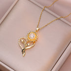 Sunflower Heart Shape ring necklace