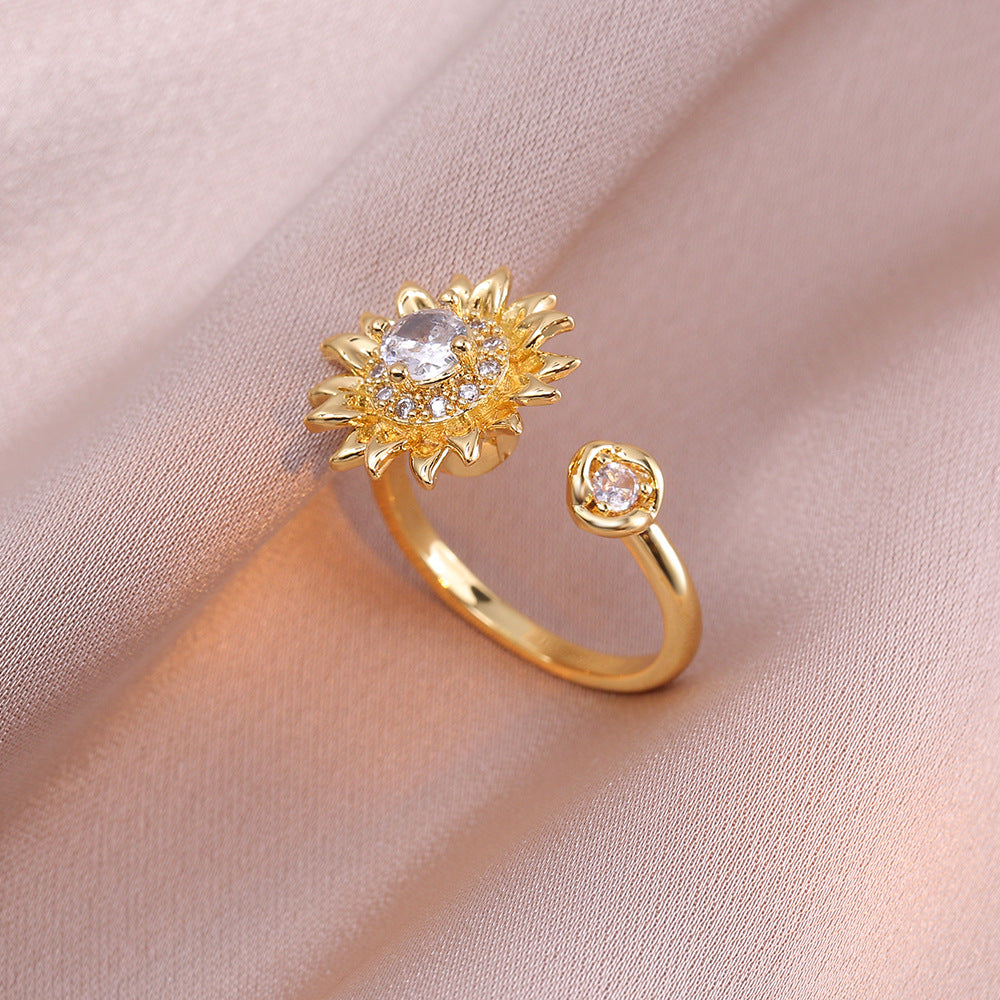 Sunflower Heart Shape ring necklace