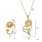 Sunflower Heart Shape ring necklace