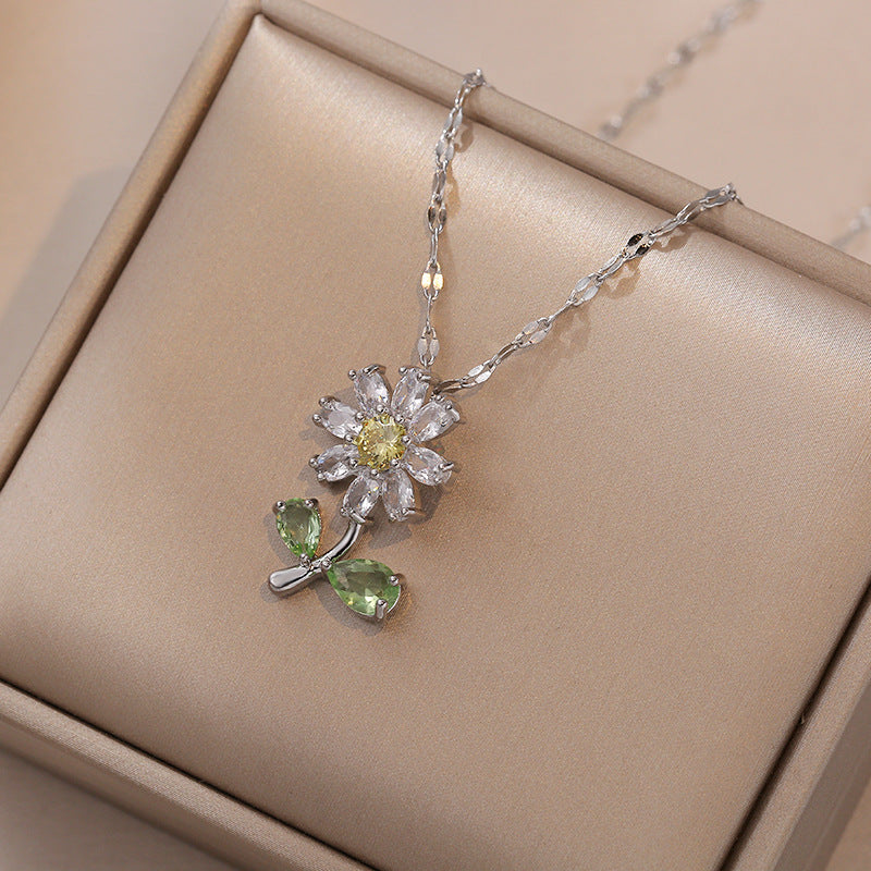 Sunflower Shiny Zirconia Necklace