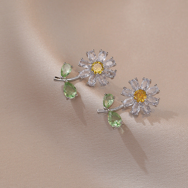 Sunflower Shiny Zirconia Earrings