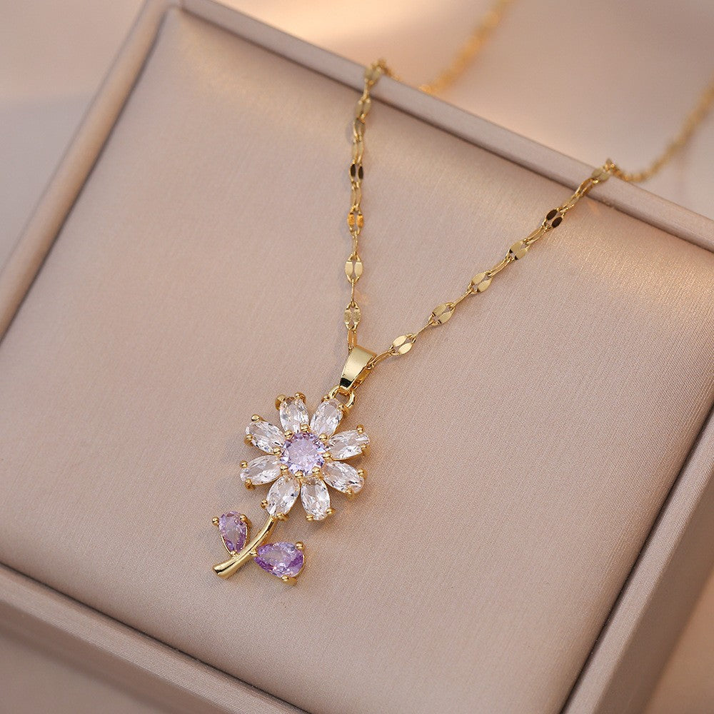 Sunflower Shiny Zirconia Necklace