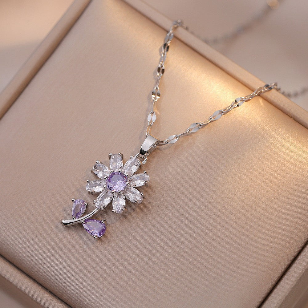Sunflower Shiny Zirconia Necklace