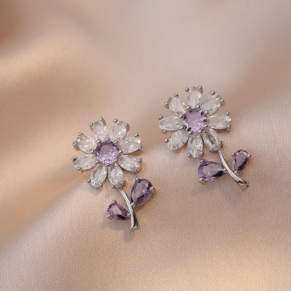 Sunflower Shiny Zirconia Earrings