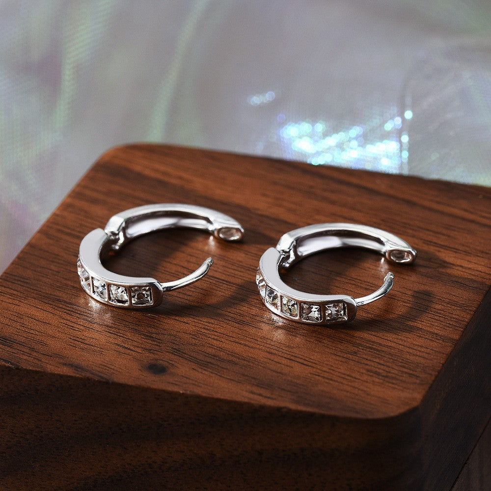 Super sparkling square diamond circle earrings