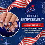 Independence Day flag features French irregular lines with glitter press on nails
