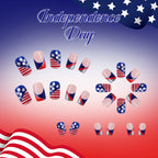 Independence Day flag features French irregular lines with glitter press on nails