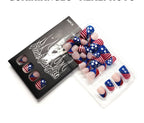 Independence Day flag features French irregular lines with glitter press on nails