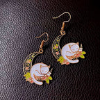 CAT ON THE MOON EARRINGS (PAIR)