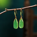 Vintage Bamboo Gold plated Jade Earrings