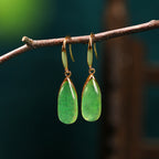 Vintage Bamboo Gold plated Jade Earrings