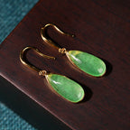 Vintage Bamboo Gold plated Jade Earrings