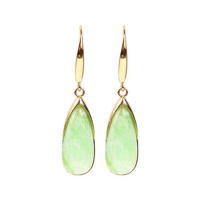 Vintage Bamboo Gold plated Jade Earrings