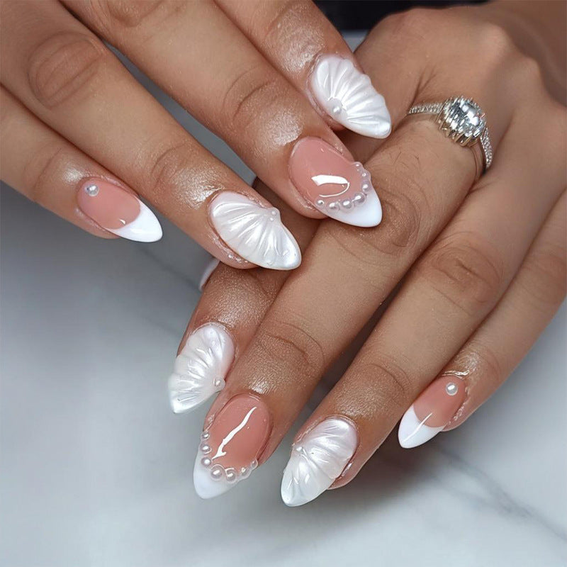 White French pearl press on nails