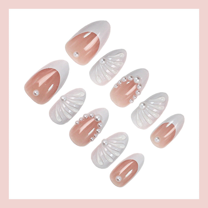White French pearl press on nails