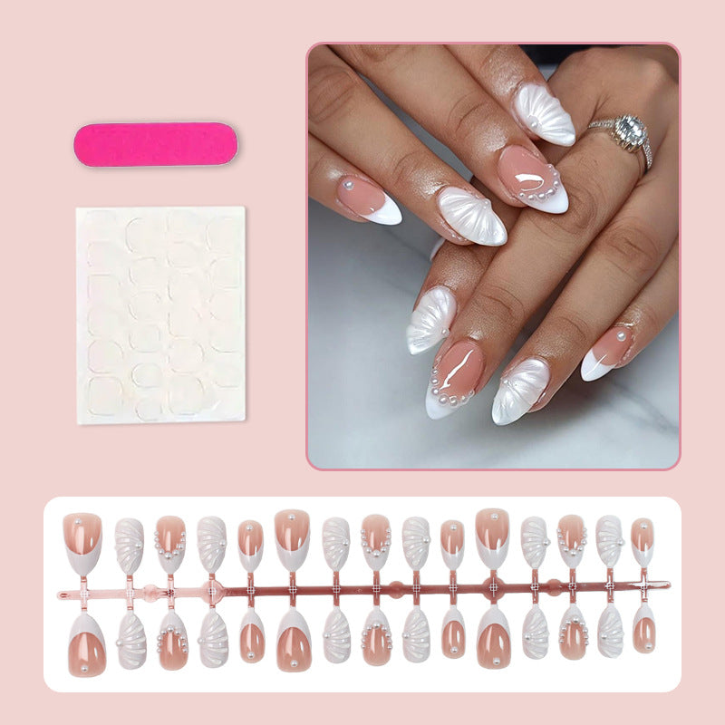 White French pearl press on nails