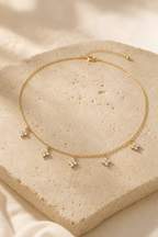 Crystal Flower Charm Choker Necklace