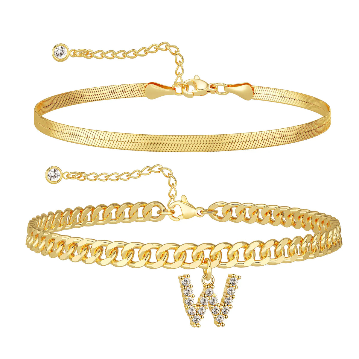 Initial Anklet Set — 14K Gold-Plated Waterproof Ankle Bracelets