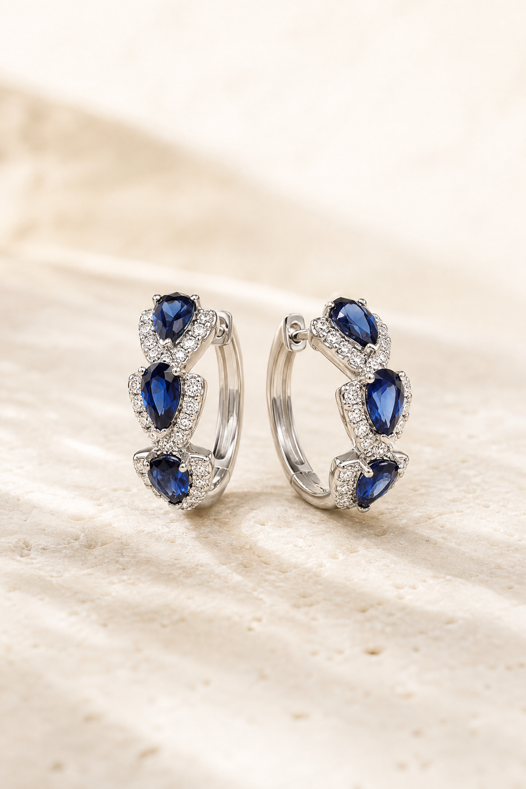 Ocean Blue Earrings Hoops