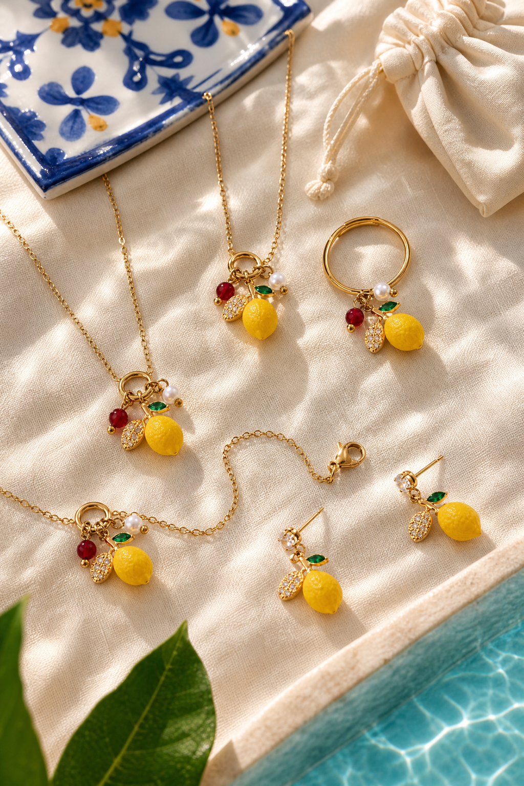 Lemon Set - Necklace, Earrings, Bracelet, Ring