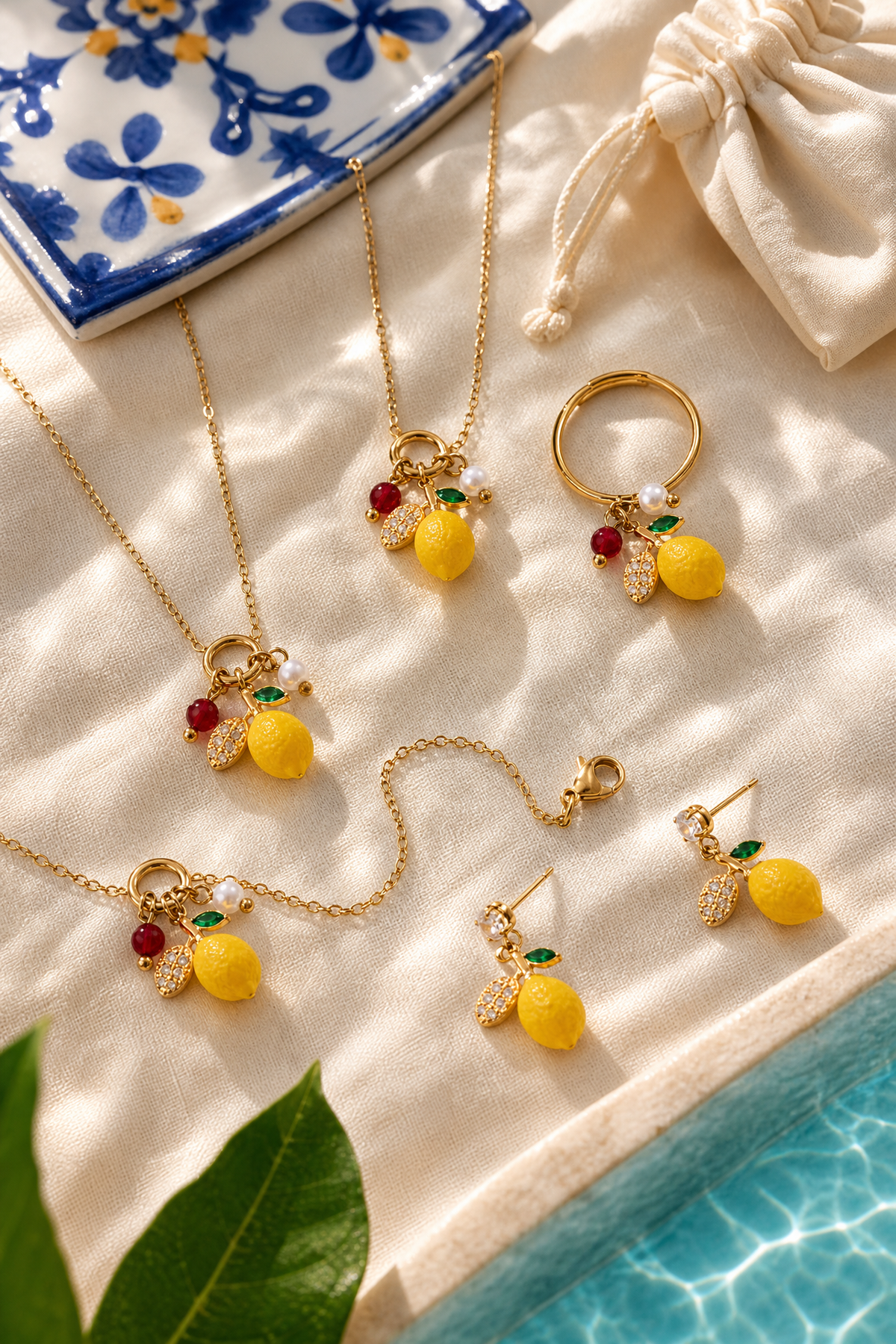 Lemon Set - Necklace, Earrings, Bracelet, Ring