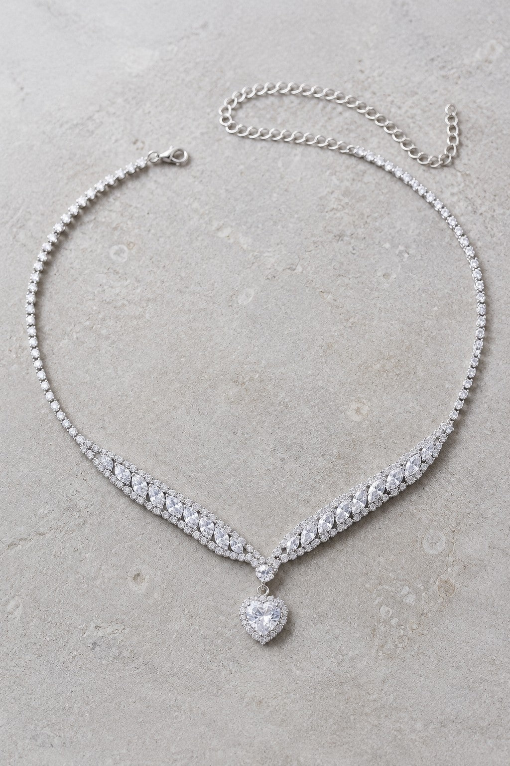Stunning Heart Crystal V Necklace