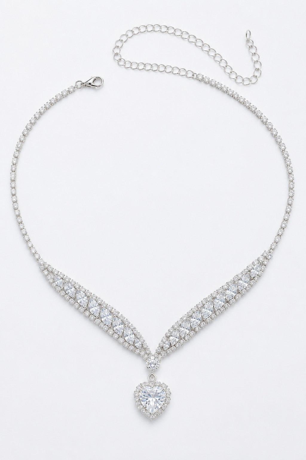 Stunning Heart Crystal V Necklace
