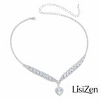 Stunning Heart Crystal V Necklace