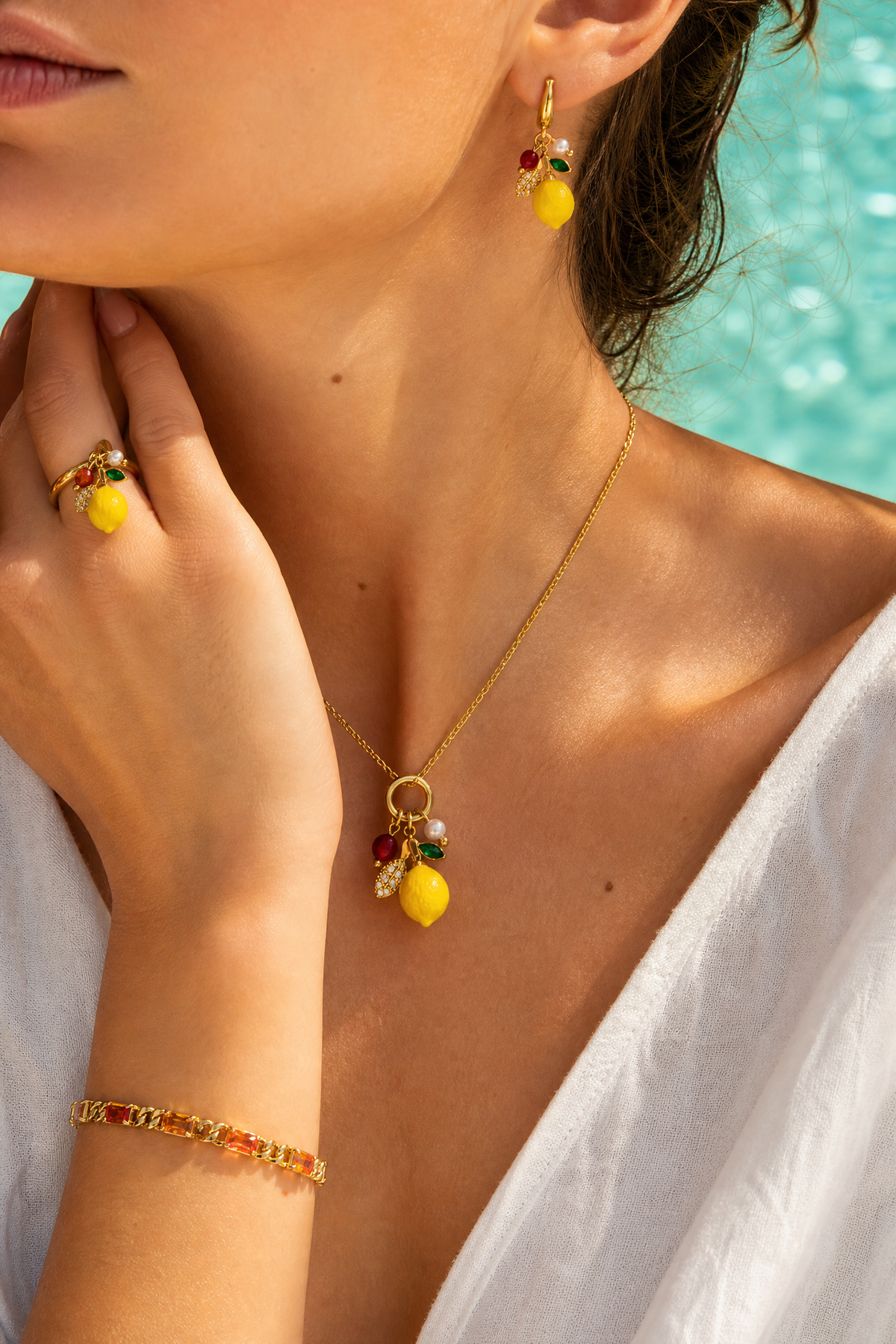 Lemon Set - Necklace, Earrings, Bracelet, Ring