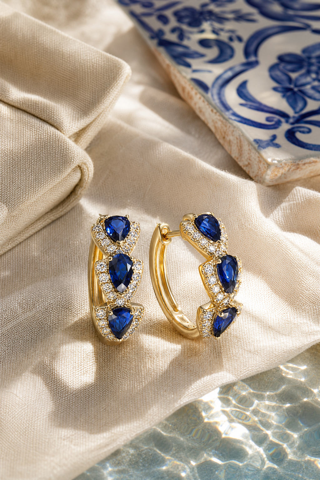 Notte Sapphire Blue Earrings Hoop