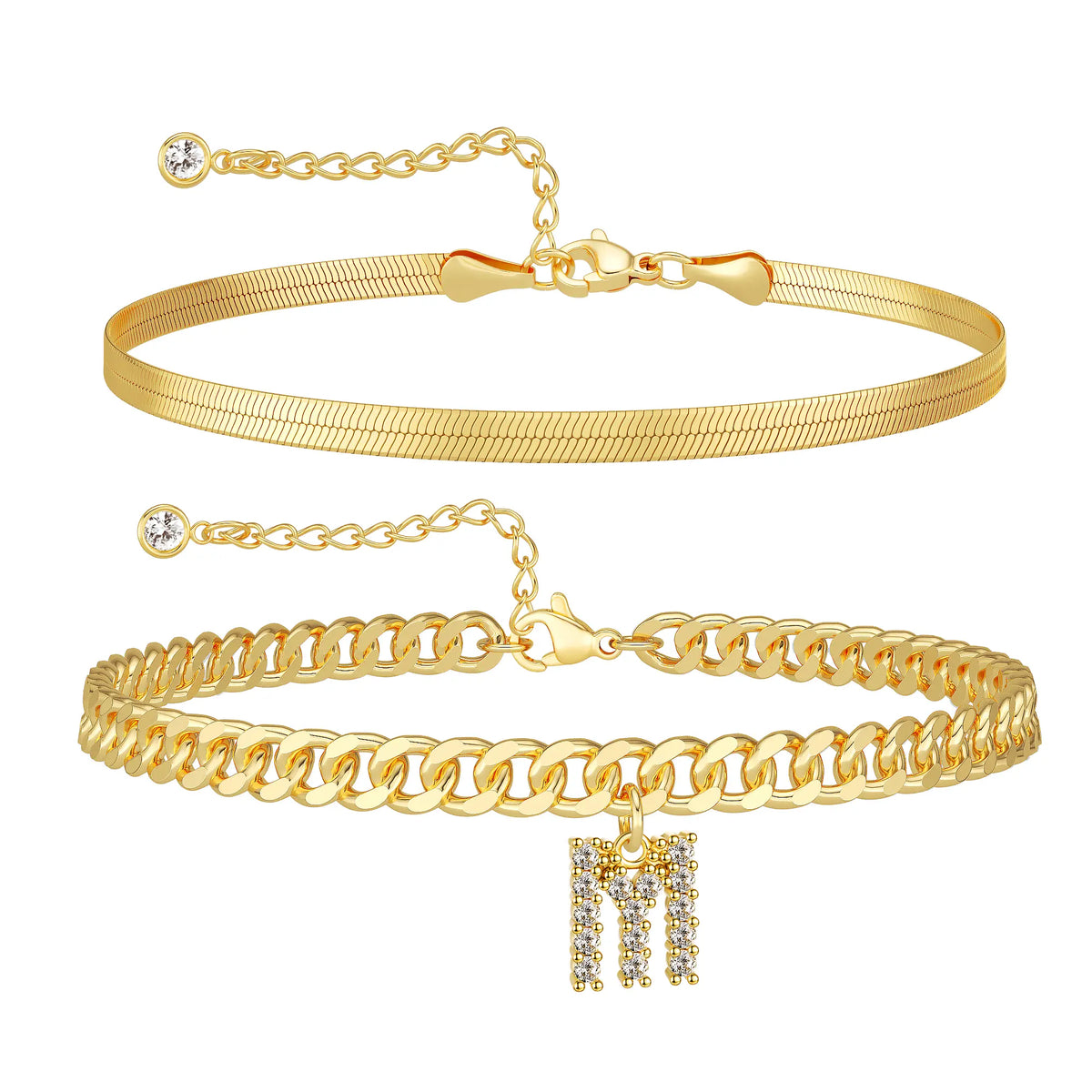 Initial Anklet Set — 14K Gold-Plated Waterproof Ankle Bracelets
