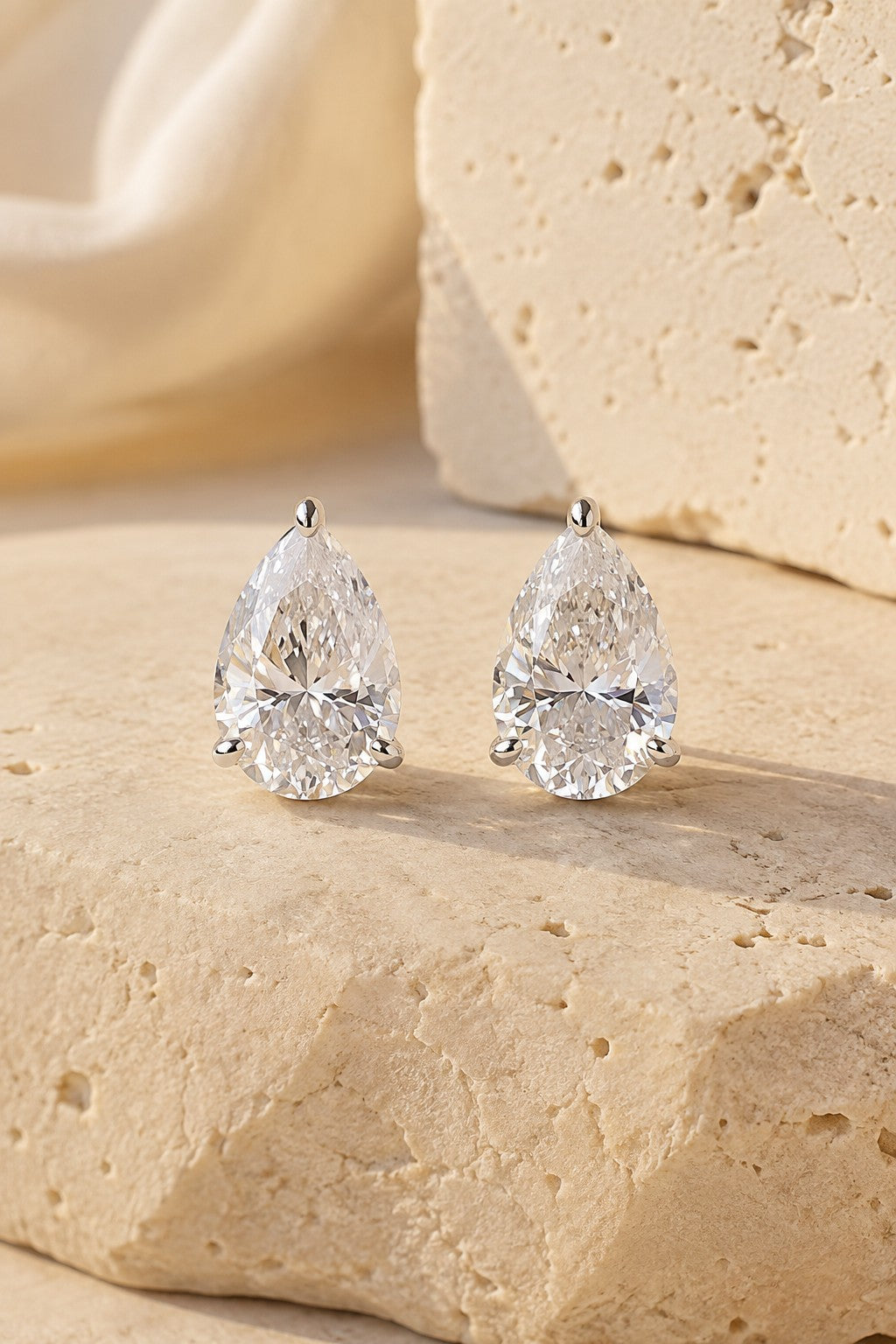 Solitaire Moissanite Earrings Studs in Sterling Silver