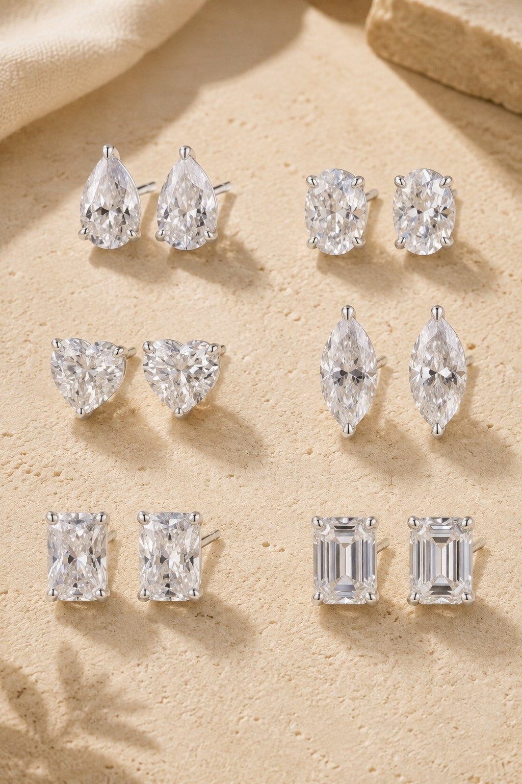 Solitaire Moissanite Earrings Studs in Sterling Silver