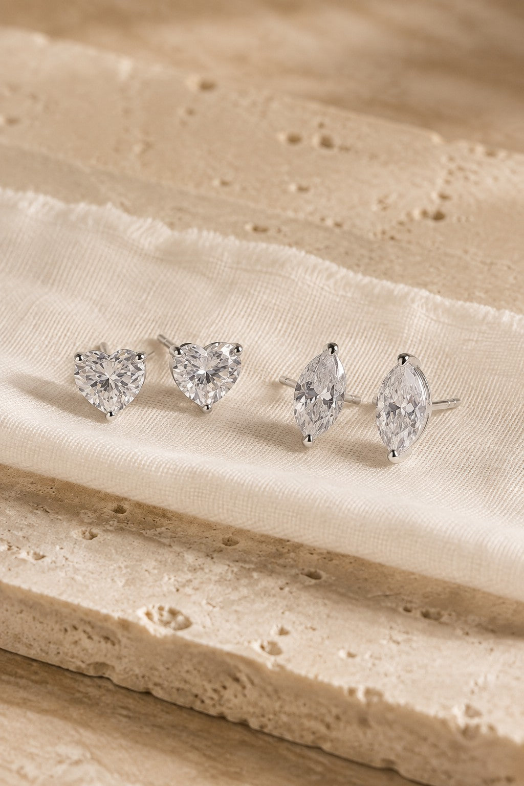 Solitaire Moissanite Earrings Studs in Sterling Silver