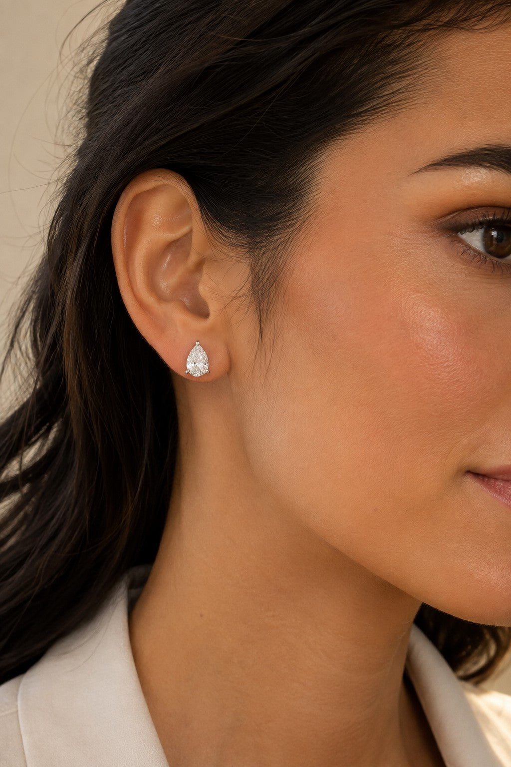 Solitaire Moissanite Earrings Studs in Sterling Silver