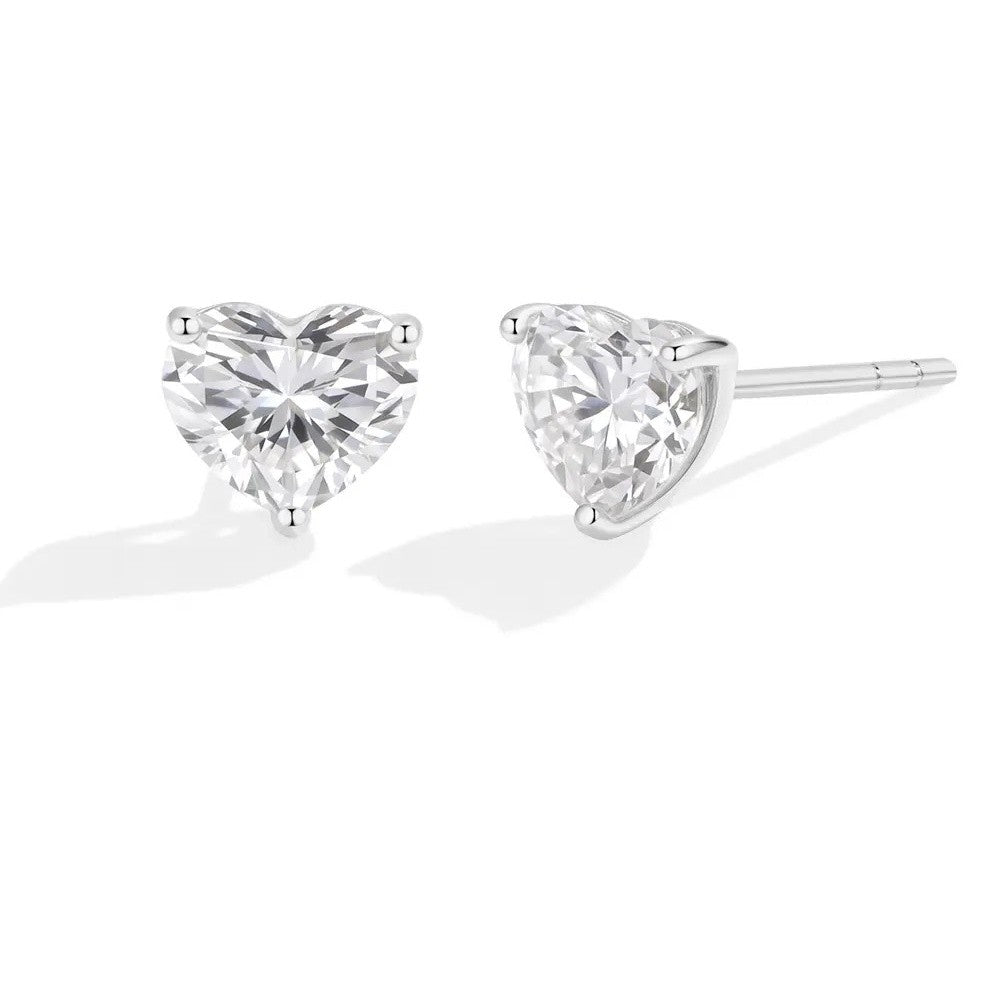 Solitaire Moissanite Earrings Studs in Sterling Silver