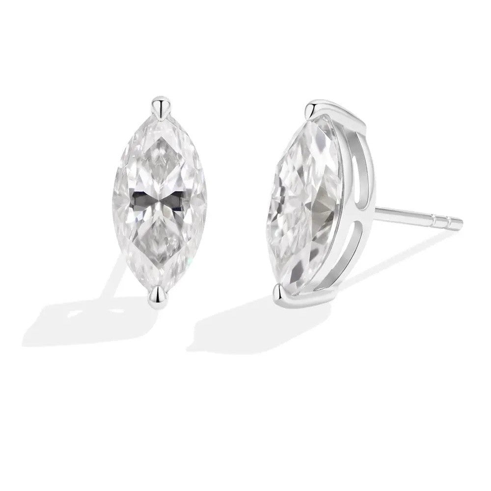 Solitaire Moissanite Earrings Studs in Sterling Silver