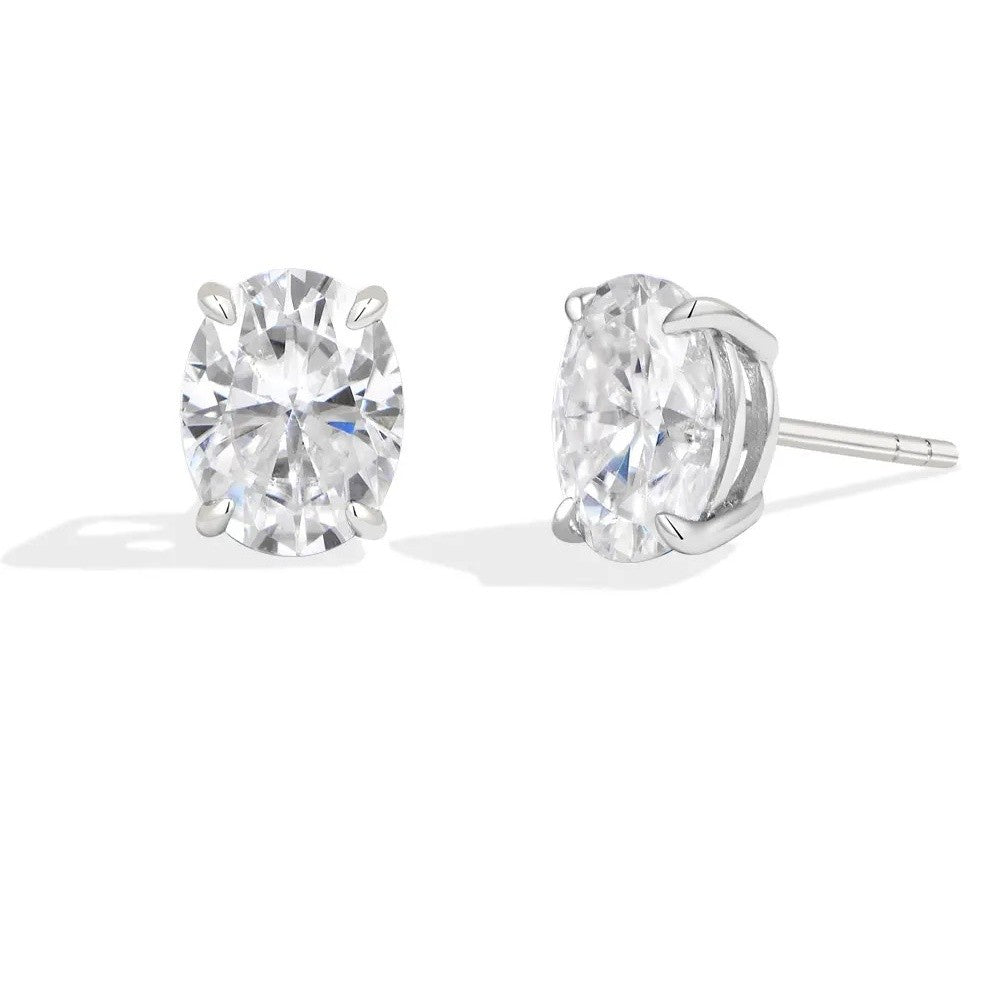 Solitaire Moissanite Earrings Studs in Sterling Silver