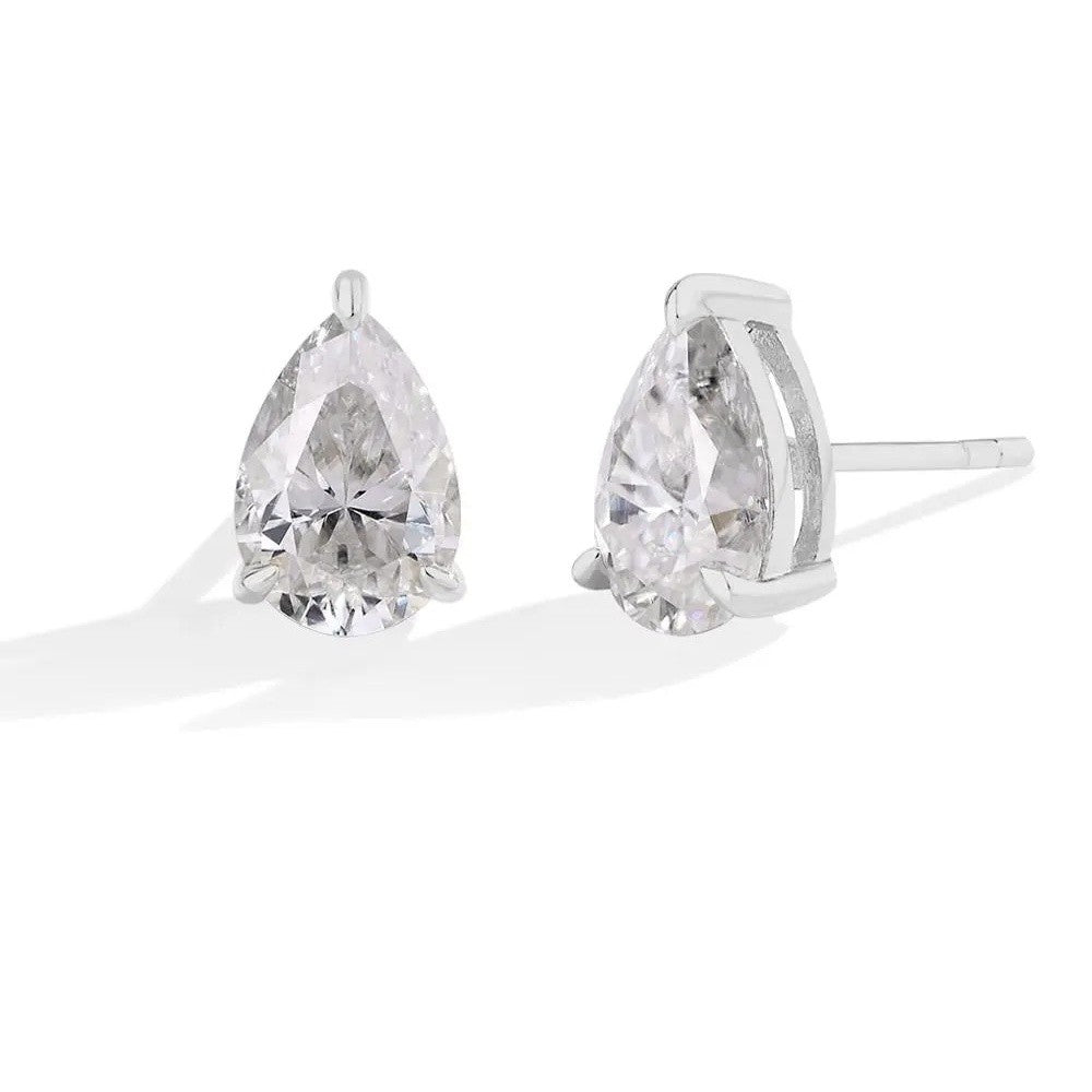 Solitaire Moissanite Earrings Studs in Sterling Silver
