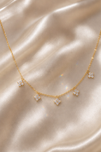 Crystal Flower Charm Choker Necklace